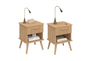 2 tables de chevet Albane - Naturel et blanc