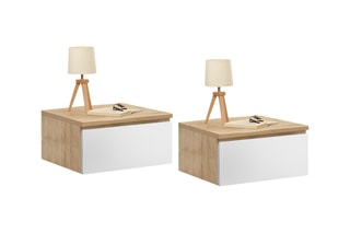 2 tables de chevet suspendues 1 tiroir Tom - 40 x 18 x 30 cm