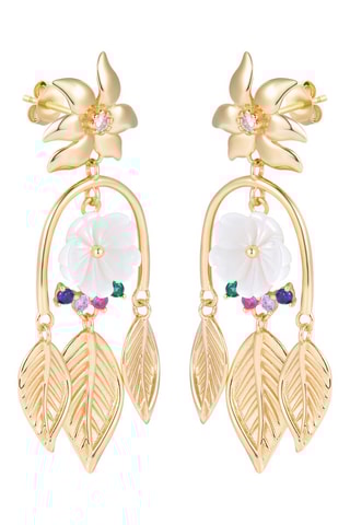 $Boucles d'oreilles - Argent plaqué or jaune, nacre, rubis, améthystes, émeraudes, zircons et saphirs