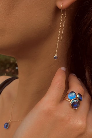 $Boucles d'oreilles - Argent plaqué or et tanzanite