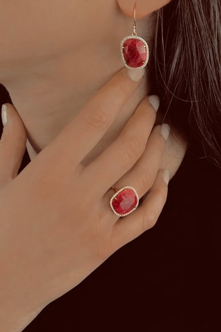 $Boucles d'oreilles - Argent plaqué or jaune et cyanites
