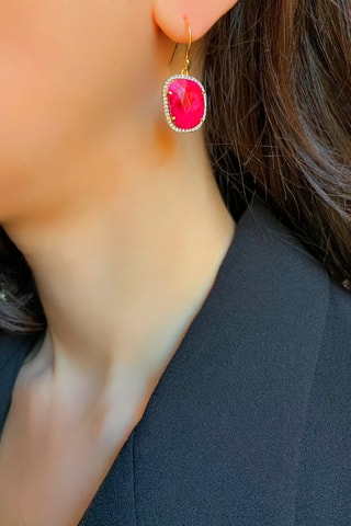 $Boucles d'oreilles - Argent plaqué or jaune et cyanites