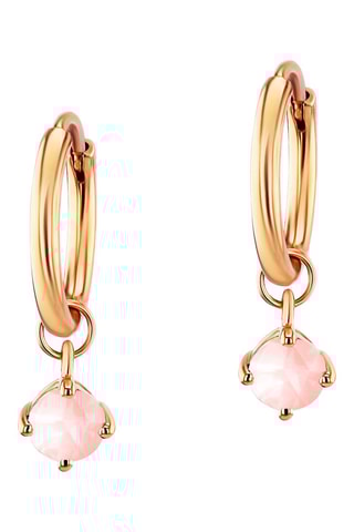 $Boucles d'oreilles - Argent plaqué or rose et quartz rose