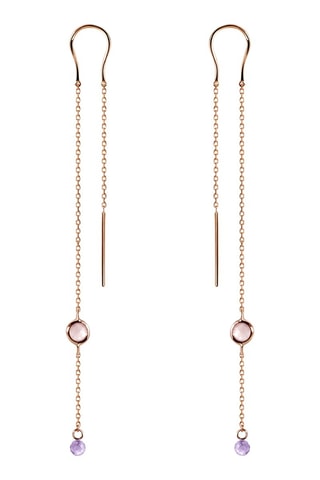 $Boucles d'oreilles - Argent plaqué or rose, quartz et améthystes