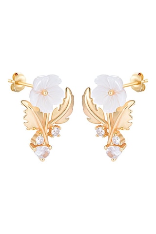 $Boucles d'oreilles - Argent plaqué or jaune, nacre et zircons