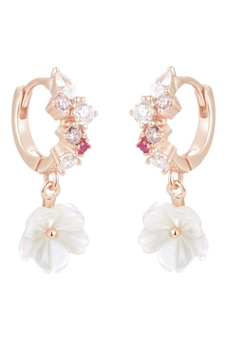 $Boucles d'oreilles - Argent plaqué or rose, rubis et nacre