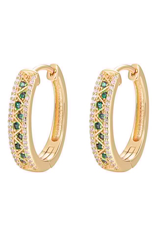 $Boucles d'oreilles - Argent plaqué or jaune, zircons et émeraudes