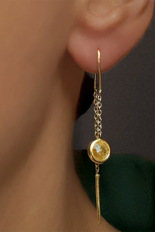 $Boucles d'oreilles - Argent plaqué or jaune et citrines