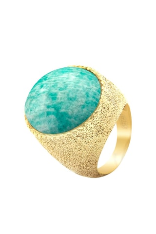 $Bague - Argent plaqué or jaune et amazonite