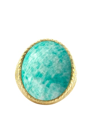 $Bague - Argent plaqué or jaune et amazonite