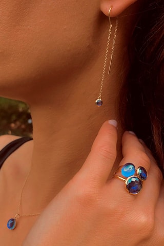 $3 bagues - Argent plaqué or jaune et tanzanites