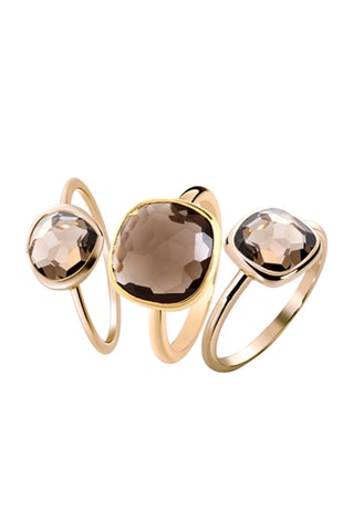 $3 bagues - Argent plaqué or jaune et quartz