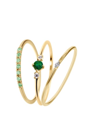 $3 bagues - Argent plaqué or jaune, diamants, émeraude et péridot
