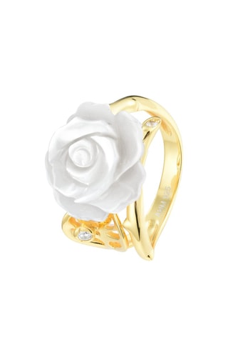 $Bague Argent plaqué or jaune et nacre