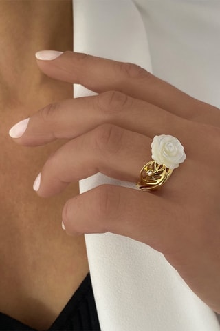 $Bague Argent plaqué or jaune et nacre