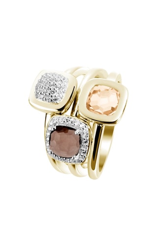$Bague - Argent plaqué or jaune et quartz