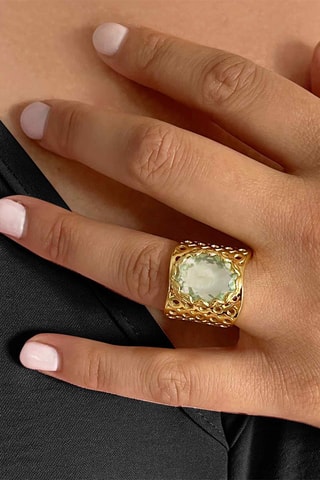 $Bague - Argent plaqué or jaune et améthyste