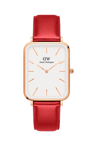 $Montre en cuir Pressed Suffolk - 29 x 36,5 mm - Rouge et doré rose