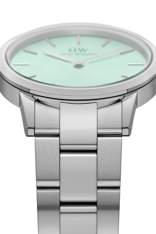 $Montre à quartz en acier Iconic Link - 28 mm - Menthe et argenté