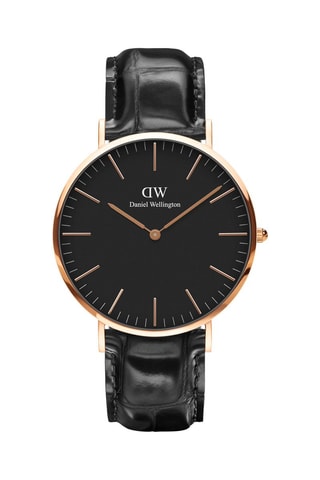 $Montre à quartz en cuir Classic Reading - 40 mm - Noir