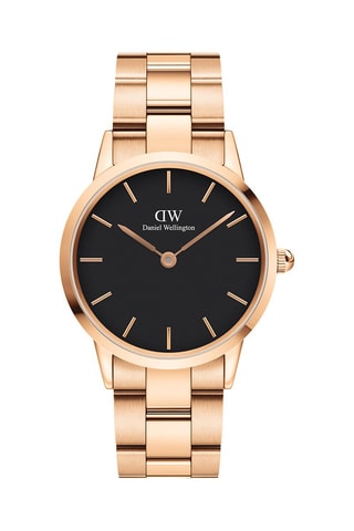 $Montre à quartz en acier Iconic Link - 36 mm - Doré rose et noir