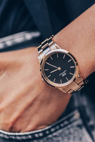 $Montre à quartz en acier Iconic Link - 36 mm - Doré rose et noir