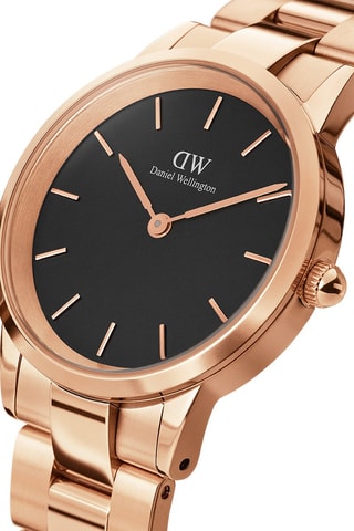 $Montre à quartz en acier Iconic Link - 36 mm - Doré rose et noir