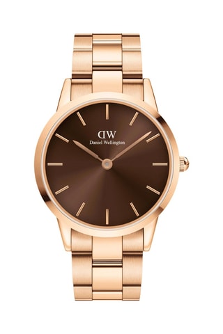 $Montre à quartz en plaqué or rose Iconic Link Amber - 40 mm - Doré rose et marron