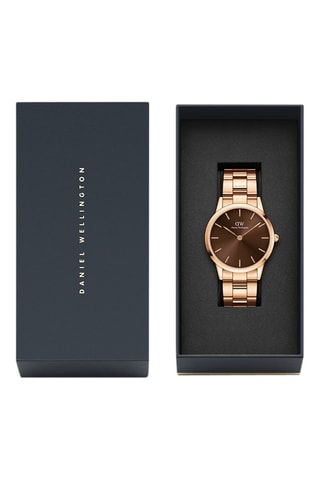 $Montre à quartz en plaqué or rose Iconic Link Amber - 40 mm - Doré rose et marron