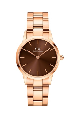 $Montre en acier Iconic Link Amber - 28 mm - Doré rose et marron