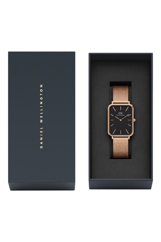 $Montre à quartz en acier et plaqué or rose Quadro - 29 x 36,5 mm
