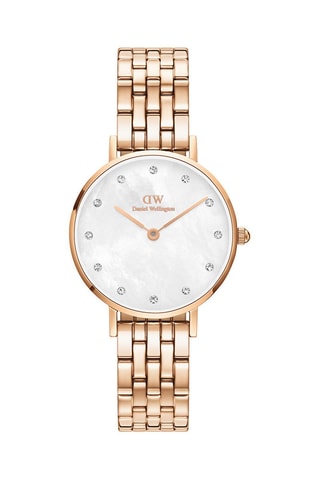 $Montre à quartz en acier, nacre et plaqué or rose Petite Lumine - 28 mm