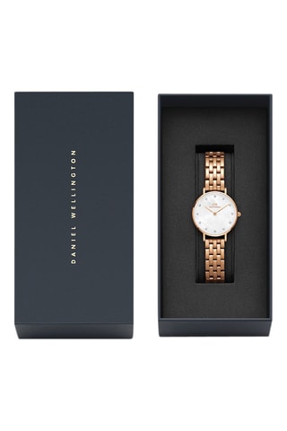 $Montre à quartz en acier, nacre et plaqué or rose Petite Lumine - 28 mm