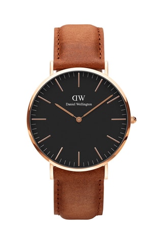 $Montre à quartz en cuir et plaqué or rose Classic Durham - 40 mm