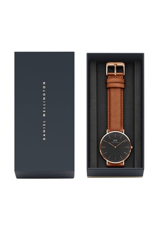 $Montre à quartz en cuir et plaqué or rose Classic Durham - 40 mm