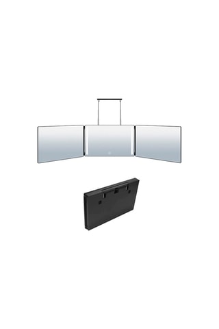 $Miroir pliable 3 faces 360 °C lumineux à LED - Noir