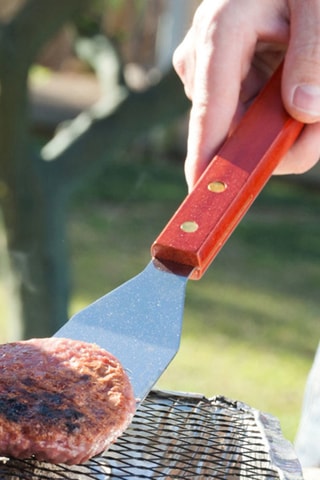 Mallette d'ustensiles pour barbecue en acier inoxydable et bois