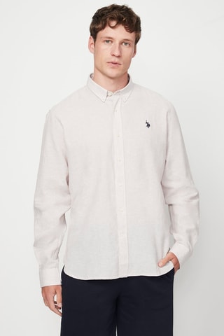 Chemise regular en lin  - Beige