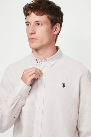 Chemise regular en lin  - Beige
