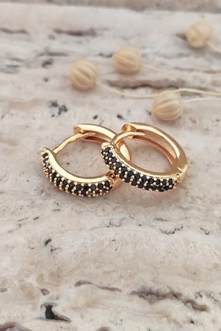 $Boucles d'oreilles dorées à l’or fin jaune - Zircons