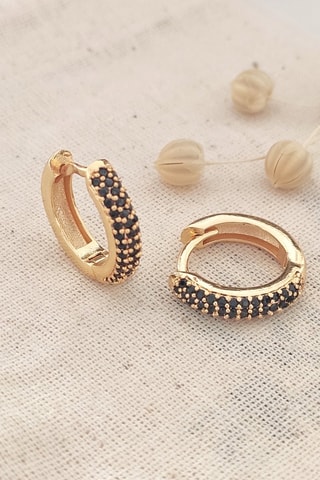 $Boucles d'oreilles dorées à l’or fin jaune - Zircons