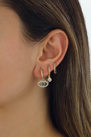$3 boucles d’oreilles dorées à l’or fin jaune - Zircons