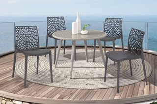 $4 chaises de jardin empilables Dahlia - Anthracite