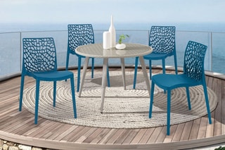 $4 chaises de jardin empilables Dahlia - Bleu canard