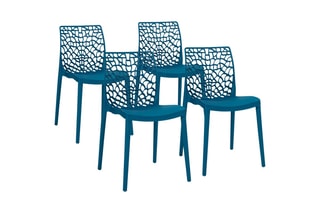 $4 chaises de jardin empilables Dahlia - Bleu canard