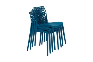 $4 chaises de jardin empilables Dahlia - Bleu canard