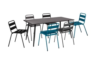 $6 chaises de jardin empilables - Noir et bleu