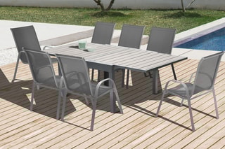 $Table de jardin extensible - Gris
