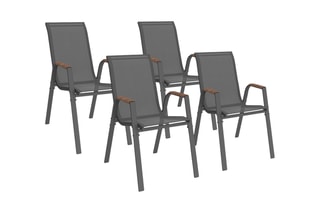 $4 chaises de jardin Ozéa - Anthracite