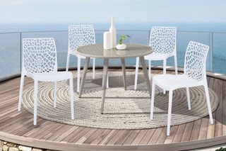 $4 chaises de jardin empilables Dahlia - Blanc